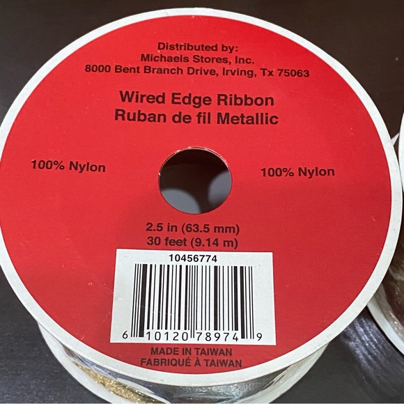 (2) 2.5x30ft Celebrate It Holiday Wired Ribbon Christmas Tree Ornament Bow Gold - Picture 8 of 8